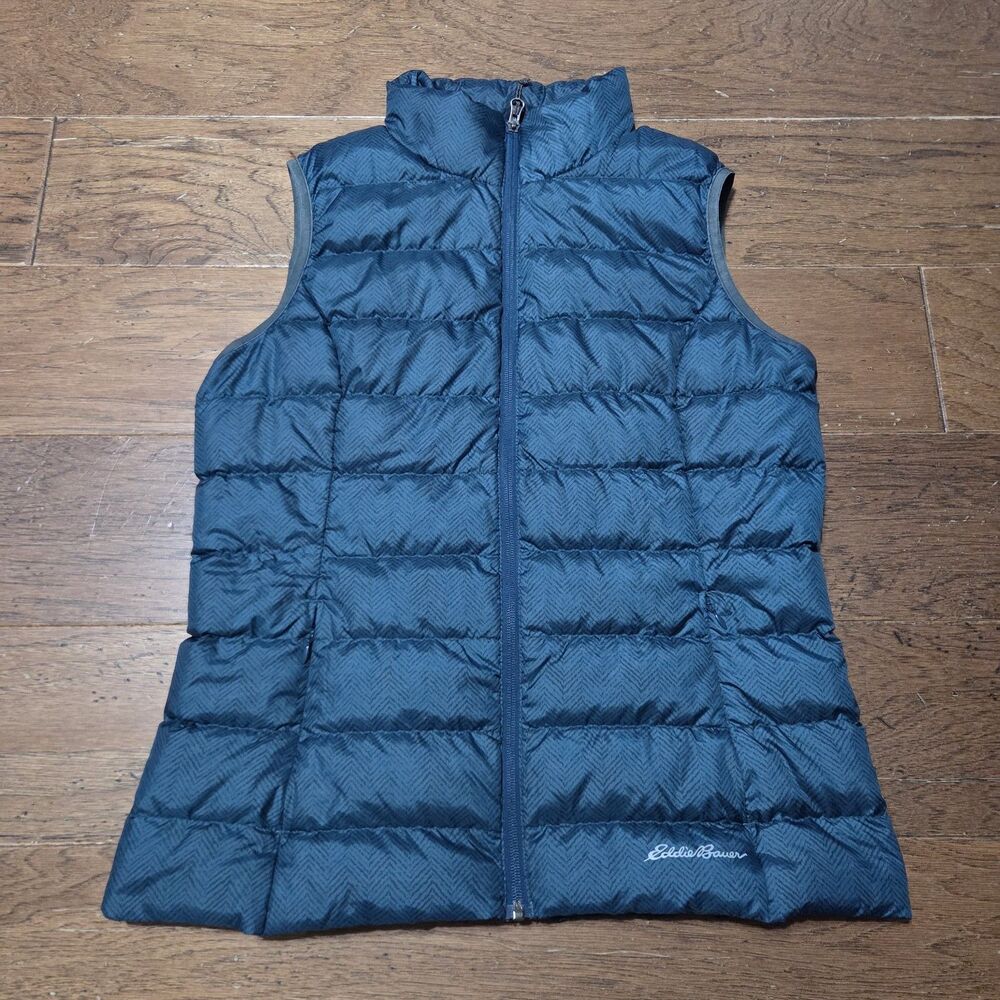 Eddie Bauer Puffer Vest Womens Medium Down Fill Outdoor Hiking Travel EB650 Teal